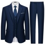 Traje de tres piezas de alta gama para hombre, 13 opciones de color, chaqueta de XS-7XL, chaleco, pantalones, conjunto Formal de negocios, boda, novio, Color sólido - Imagen 2