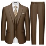 Traje de tres piezas de alta gama para hombre, 13 opciones de color, chaqueta de XS-7XL, chaleco, pantalones, conjunto Formal de negocios, boda, novio, Color sólido - Imagen 3