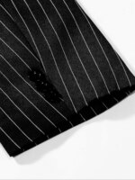 Conjunto de traje de 2 piezas para hombre, estilo ligero de negocios, a rayas, de botonadura sencilla, blazer y pantalón sin elasticidad, para ocasiones formales - Imagen 5