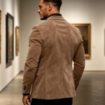 Blazer de Lujo para Hombre con Textura de Gamuza, Solapa con Muescas, Corte Ajustado, 2 Botones, Chaqueta Deportiva, Informal de Negocios, Formal, para Bodas y Fiestas - Imagen 3