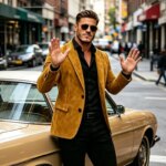 Blazer de Lujo para Hombre con Textura de Gamuza, Solapa con Muescas, Corte Ajustado, 2 Botones, Chaqueta Deportiva, Informal de Negocios, Formal, para Bodas y Fiestas - Imagen 6
