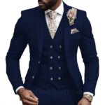 Chaqueta informal, chaleco, pantalones, trajes de boda rosas elegantes de 3 uds para hombre, chaqueta ajustada con solapa de muesca, traje de novio para padrino, conjunto de esmoquin para hombre - Imagen 5
