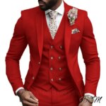 Chaqueta informal, chaleco, pantalones, trajes de boda rosas elegantes de 3 uds para hombre, chaqueta ajustada con solapa de muesca, traje de novio para padrino, conjunto de esmoquin para hombre - Imagen 3