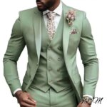 Chaqueta informal, chaleco, pantalones, trajes de boda rosas elegantes de 3 uds para hombre, chaqueta ajustada con solapa de muesca, traje de novio para padrino, conjunto de esmoquin para hombre