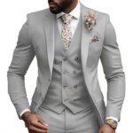 Chaqueta informal, chaleco, pantalones, trajes de boda rosas elegantes de 3 uds para hombre, chaqueta ajustada con solapa de muesca, traje de novio para padrino, conjunto de esmoquin para hombre - Imagen 4