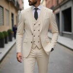 Esmoquin de boda clásico, traje de novio ajustado para hombre, traje de padrino de boda de 3 piezas, trajes formales de negocios para hombre (chaqueta + chaleco + pantalones) - Imagen 3