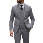 Esmoquin de boda clásico, traje de novio ajustado para hombre, traje de padrino de boda de 3 piezas, trajes formales de negocios para hombre (chaqueta + chaleco + pantalones) - Imagen 5
