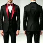 Traje de 3 Piezas para Hombre con Chaleco y Pantalones Largos, Corte Simple, Estilo Chal, para Bodas, Banquetes, Fiestas y Eventos de Negocios