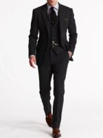    Trajes de Tweed en espiga para hombre, conjunto de 3 piezas con doble botonadura, corte entallado, talla de esmoquin, conjunto de traje para hombre, trajes de moda hechos a medida para hombre - Imagen 3