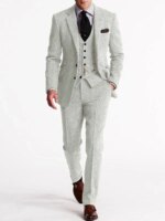    Trajes de Tweed en espiga para hombre, conjunto de 3 piezas con doble botonadura, corte entallado, talla de esmoquin, conjunto de traje para hombre, trajes de moda hechos a medida para hombre - Imagen 2