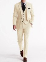    Trajes de Tweed en espiga para hombre, conjunto de 3 piezas con doble botonadura, corte entallado, talla de esmoquin, conjunto de traje para hombre, trajes de moda hechos a medida para hombre - Imagen 4