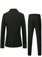 Conjunto de Traje Formal de Dos Piezas para Hombre - Chaqueta y Pantalones de Estilo Casual de Negocios - Imagen 3