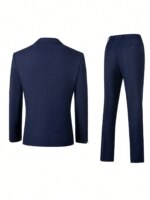 Trajes de hombre, conjunto de 3 piezas, elegante, liso, a la moda, corte ajustado, blazer para fiesta, chaleco de doble botonadura, conjunto de pantalón, para negocios - Imagen 5