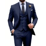 Trajes de hombre, conjunto de 3 piezas, elegante, liso, a la moda, corte ajustado, blazer para fiesta, chaleco de doble botonadura, conjunto de pantalón, para negocios
