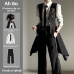 Conjunto de Traje Negro a Medida para Hombre y Mujer, Primavera-Otoño, Estilo Elegante, Chaqueta Entallada, Chaleco de Traje ... - Imagen 2