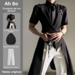 Conjunto de Traje Negro a Medida para Hombre y Mujer, Primavera-Otoño, Estilo Elegante, Chaqueta Entallada, Chaleco de Traje ...