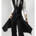 Conjunto de Traje Negro a Medida para Hombre y Mujer, Primavera-Otoño, Estilo Elegante, Chaqueta Entallada, Chaleco de Traje ... - Imagen 3