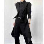 Conjunto de Traje Negro a Medida para Hombre y Mujer, Primavera-Otoño, Estilo Elegante, Chaqueta Entallada, Chaleco de Traje ... - Imagen 5