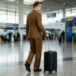 Traje de hombre marrón a rayas, 2 piezas, doble botonadura, corte ajustado, chaqueta con solapa de muesca, pantalón de pierna ancha, conjunto formal para negocios y bodas - Imagen 5