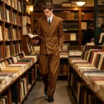 Traje de hombre marrón a rayas, 2 piezas, doble botonadura, corte ajustado, chaqueta con solapa de muesca, pantalón de pierna ancha, conjunto formal para negocios y bodas - Imagen 4