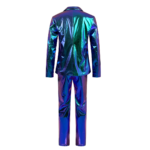 Traje holográfico iridiscente de 2 piezas para hombre, conjunto de blazer y pantalón metálicos brillantes, disfraz ajustado para fiesta disco, escenario, DJ, club profesional - Imagen 5