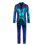 Traje holográfico iridiscente de 2 piezas para hombre, conjunto de blazer y pantalón metálicos brillantes, disfraz ajustado para fiesta disco, escenario, DJ, club profesional - Imagen 4