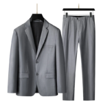 Traje y pantalones informales de negocios 2025 para hombre, conjunto de dos piezas, talla grande XL-9XL, bonito vestido de novia todo en uno de Color sólido - Imagen 2