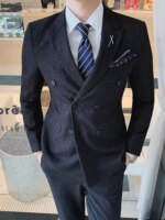 S-7XL (chaqueta + chaleco + pantalones) traje de negocios Formal a rayas a cuadros de Color sólido para hombre conjunto de 3 uds vestido de espectáculo Social de boda para novio - Imagen 5