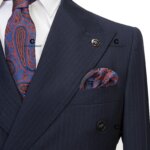Cenne Des Graoom 2024 trajes de hombre a rayas azules y negras con doble botonadura, conjunto de 2 piezas hecho a medida, chaqueta, pantalones, reuniones de negocios, boda - Imagen 2