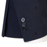 Cenne Des Graoom 2024 trajes de hombre a rayas azules y negras con doble botonadura, conjunto de 2 piezas hecho a medida, chaqueta, pantalones, reuniones de negocios, boda - Imagen 4