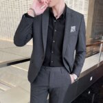 Traje Elegante de Dos Piezas para Hombre, Color Sólido, Tallas M-4XL, Alta Calidad, Formal, Casual, para Banquete, Incluye Pantalones - Imagen 4
