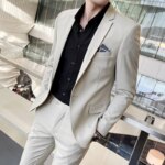 Traje Elegante de Dos Piezas para Hombre, Color Sólido, Tallas M-4XL, Alta Calidad, Formal, Casual, para Banquete, Incluye Pantalones - Imagen 5
