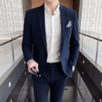 Traje Elegante de Dos Piezas para Hombre, Color Sólido, Tallas M-4XL, Alta Calidad, Formal, Casual, para Banquete, Incluye Pantalones - Imagen 2