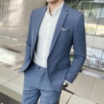 Traje Elegante de Dos Piezas para Hombre, Color Sólido, Tallas M-4XL, Alta Calidad, Formal, Casual, para Banquete, Incluye Pantalones