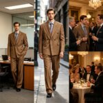Traje de hombre de doble botonadura con rayas, 2 piezas, solapa con muescas, blazer formal y pantalón, estilo vintage para negocios, bodas, fiestas, graduaciones y cenas. - Imagen 2