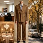 Traje de hombre de doble botonadura con rayas, 2 piezas, solapa con muescas, blazer formal y pantalón, estilo vintage para negocios, bodas, fiestas, graduaciones y cenas. - Imagen 5