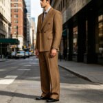 Traje de hombre de doble botonadura con rayas, 2 piezas, solapa con muescas, blazer formal y pantalón, estilo vintage para negocios, bodas, fiestas, graduaciones y cenas. - Imagen 3