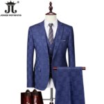 Chaqueta, chaleco, pantalones, marca de gama alta, traje oficial a cuadros para oficina de negocios, conjunto de 3 uds., vestido de novia para novia, trajes de fiesta para hombre