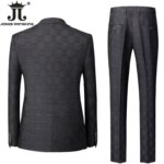 Chaqueta, chaleco, pantalones, marca de gama alta, traje oficial a cuadros para oficina de negocios, conjunto de 3 uds., vestido de novia para novia, trajes de fiesta para hombre - Imagen 4