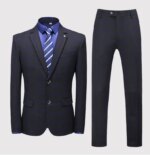 Traje (chaqueta + chaleco + pantalones) Hombre moda negocios rejilla británica tendencia estilo Casual presentador delgado trabajo de boda Conjunto Hombre - Imagen 4
