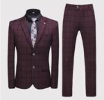 Traje (chaqueta + chaleco + pantalones) Hombre moda negocios rejilla británica tendencia estilo Casual presentador delgado trabajo de boda Conjunto Hombre - Imagen 3