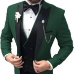 Trajes de Hombre a la Moda, Traje de 3 Piezas para Novio, Padrinos de Boda, Corte Entallado, Esmoquin para Fiesta de Graduación, Traje Elegante para Eventos Formales (Blazer+Chaleco+Pantalón) - Imagen 3