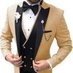 Trajes de Hombre a la Moda, Traje de 3 Piezas para Novio, Padrinos de Boda, Corte Entallado, Esmoquin para Fiesta de Graduación, Traje Elegante para Eventos Formales (Blazer+Chaleco+Pantalón) - Imagen 2