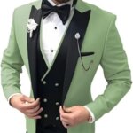 Trajes de Hombre a la Moda, Traje de 3 Piezas para Novio, Padrinos de Boda, Corte Entallado, Esmoquin para Fiesta de Graduación, Traje Elegante para Eventos Formales (Blazer+Chaleco+Pantalón)