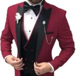 Trajes de Hombre a la Moda, Traje de 3 Piezas para Novio, Padrinos de Boda, Corte Entallado, Esmoquin para Fiesta de Graduación, Traje Elegante para Eventos Formales (Blazer+Chaleco+Pantalón) - Imagen 4