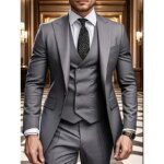 Traje Formal de Negocios de un Solo Pecho, Traje de Hombre de 3 Piezas para las Cuatro Estaciones, el Más Vendido del 2026 - Imagen 3