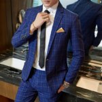 Traje informal a cuadros con un solo botón para hombre, conjunto de dos piezas de negocios sin planchar, padrino de hombre M-5XL 2025, ajuste cómodo a la moda