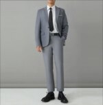 Traje de S-8XL para hombre, moda informal para exteriores (Blazer + pantalones), traje de boda Formal de estilo británico ajustado para boda de negocios para caballero - Imagen 3