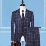 2025 Traje ajustado de tres piezas, chaleco, pantalones, conjunto de Boutique de alta gama, tendencia de fiesta de boda británica, vestido Formal informal