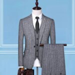 2025 Traje ajustado de tres piezas, chaleco, pantalones, conjunto de Boutique de alta gama, tendencia de fiesta de boda británica, vestido Formal informal - Imagen 4